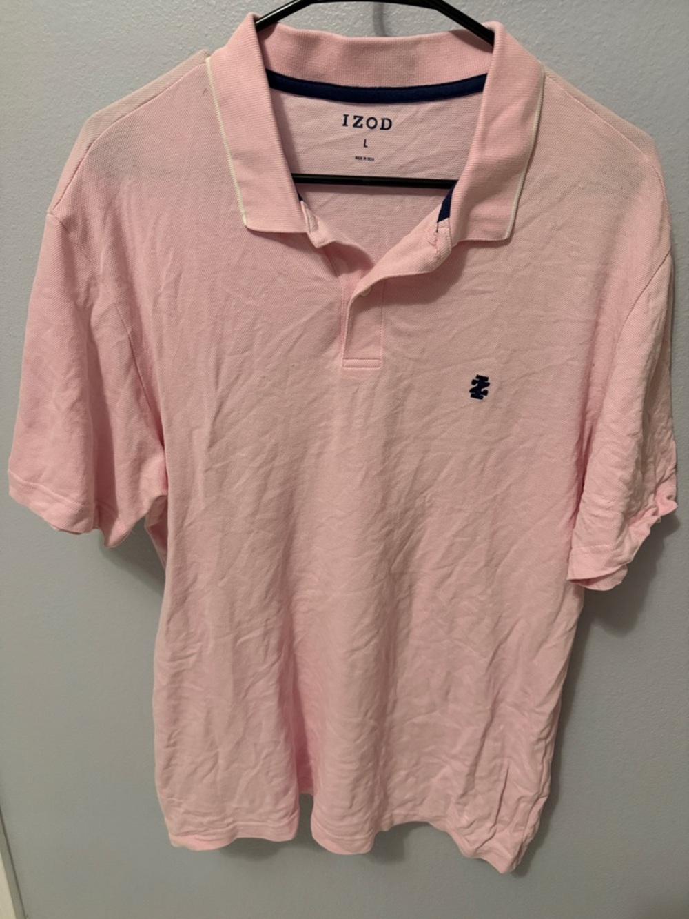 Izod Light Pink Polo with Navy Logo